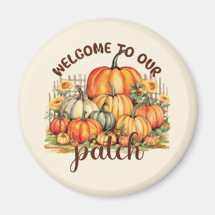 Välkommen till vår korrigering - Mysigt Pumpkin-ko Magnet