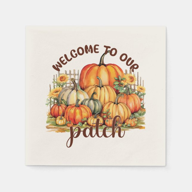 Välkommen till vår korrigering - Mysigt Pumpkin-ko Pappersservett (Framsidan)