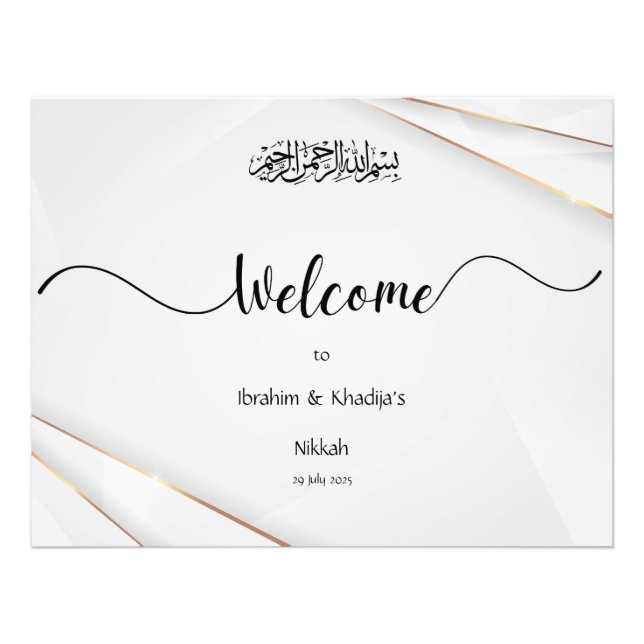 Välkommen till vår Nikkah - Islamisk Bröllopsskylt Fototryck (Framsidan)