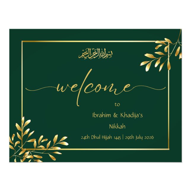 Välkommen till vår Nikkah - Islamisk Bröllopsskylt Fototryck (Framsidan)