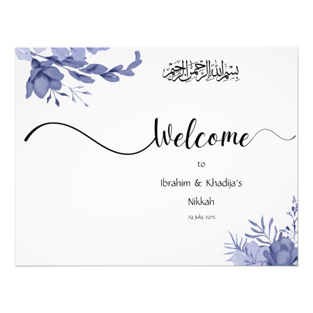 Välkommen till vår Nikkah - Islamska Bröllopsskylt Fototryck (Framsidan)