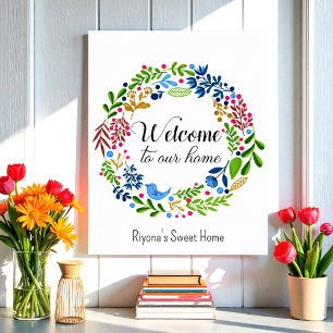 Välkommen till vår Svart hemsida-Blommigt för Grön Poster