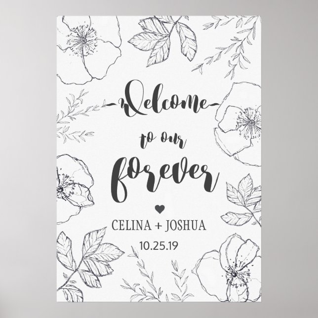 Välkommen till vår välkomstskylt från FloralWeddin Poster (Framsidan)
