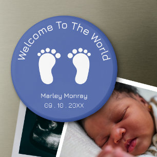 Välkommen till världen baby pojke namn födelsedatu magnet