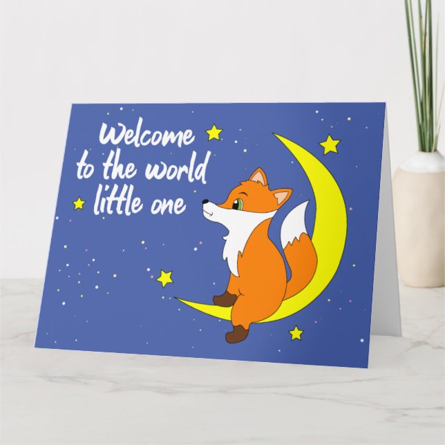 Välkommen till världen - Little Fox på Måne Kort (Framsida)