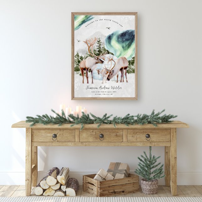 Välkommen till världen | Woodland Aurora Nursery Poster (Skapare uppladdad)