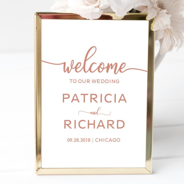 Välkommen till vårt Bröllop-calligrafi Ro Guld-tec Poster (Skapare uppladdad)
