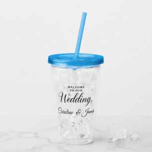 Välkommen till vårt bröllop  Lägg till namn  Take Away Mugg