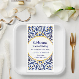 Välkommen till vårt bröllop spanska italienska ker pappersservett