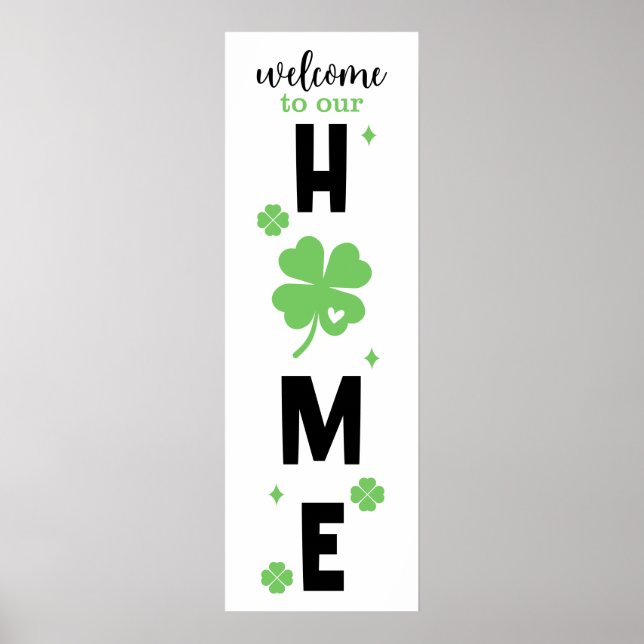 Välkommen till Vårt Hem Shamrockskylt Poster (Framsidan)