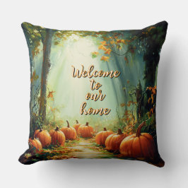 "Välkommen till vårt hem" Söt Pumpkin Hösten Kudde