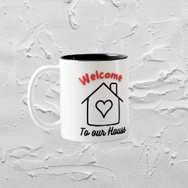 Välkommen till vårt hus mugg