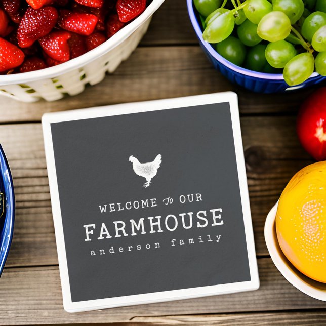 Välkommen till vårt lantbruk Land Rustic Chicken Pappersservett (Skapare uppladdad)