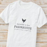 Välkommen till vårt lantbruk Land Rustic Chicken T Shirt<br><div class="desc">Utformningen består av Modern Land Rustic med "välkommen till vårt lantbruk"-typografi. Finns här: http://www.zazzle.com/store/selectpartysupplies</div>