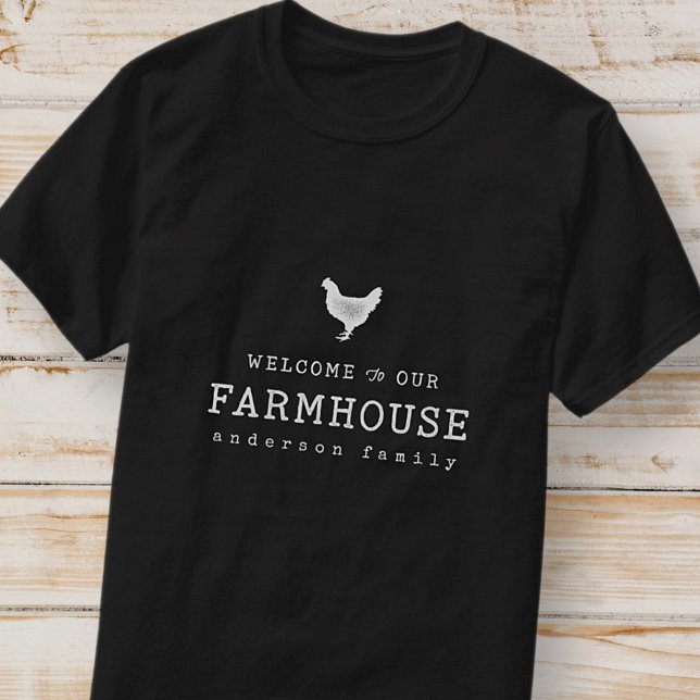 Välkommen till vårt lantbruk Land Rustic Chicken T Shirt (Skapare uppladdad)