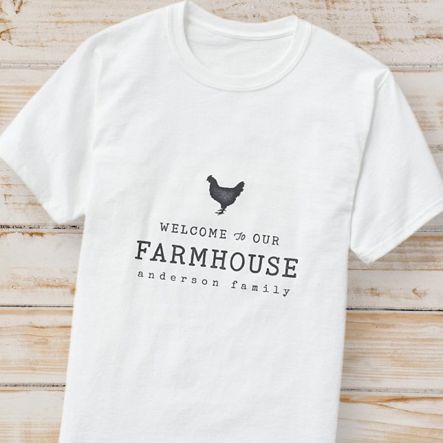 Välkommen till vårt lantbruk Land Rustic Chicken T Shirt (Skapare uppladdad)
