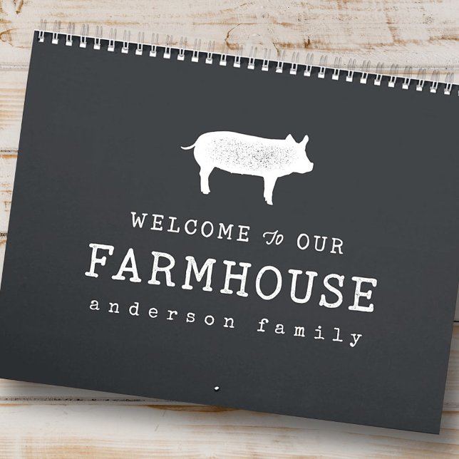 Välkommen till vårt lantbruk Land Rustic Gris Hog Kalender (Skapare uppladdad)