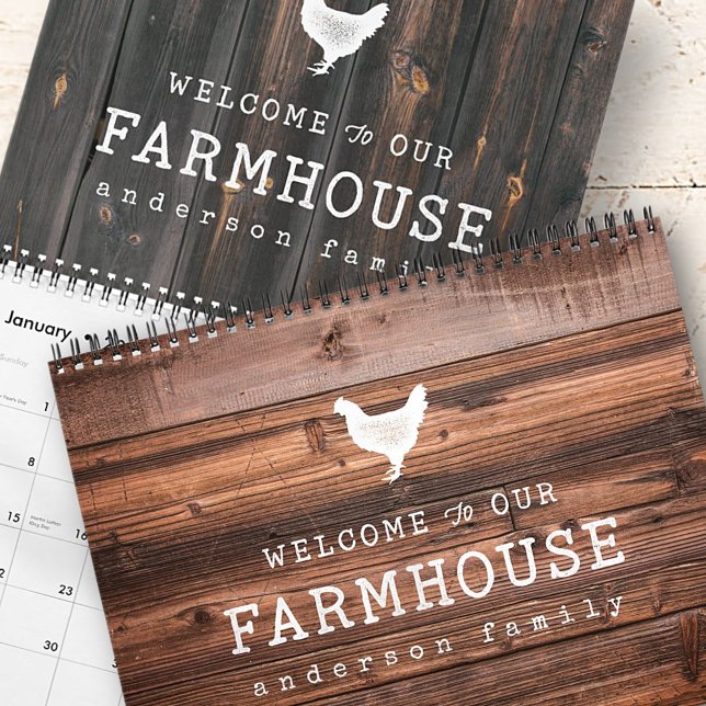 Välkommen till vårt lantbruk Land Rustic Wood Kalender (Skapare uppladdad)