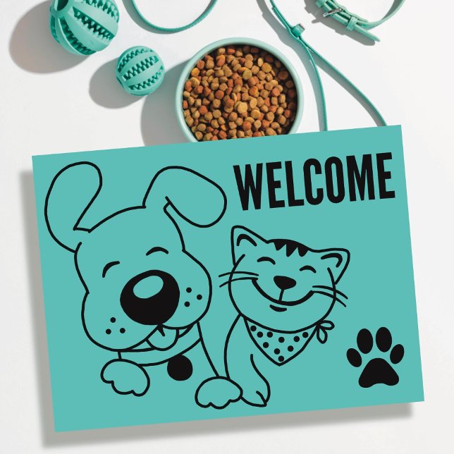 Välkommen till vårt Office Hund Cat Pets-vykort Vykort (Skapare uppladdad)