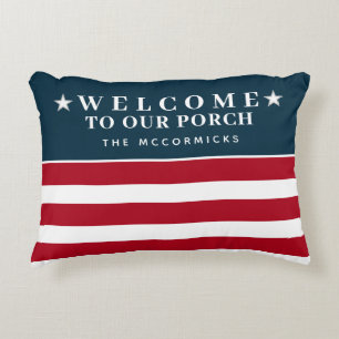 Välkommen till vårt Porch American Flagga Family M Prydnadskudde