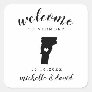 Välkommen till Vermont Bröllop anpassningsbar-fö Fyrkantigt Klistermärke