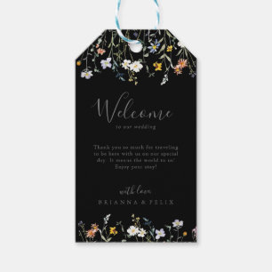 Välkommen till vild Multifärgad Blommigt Black Brö Presentetikett
