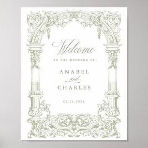 Välkommen till vintage Arch Vines Ram Bröllop Poster