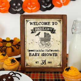 Välkommen till vintage Barnvagn Halloween Baby Sho Poster