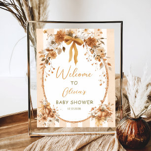 Välkommen till vintage Pumpkin Blommigt Bow Baby S Poster