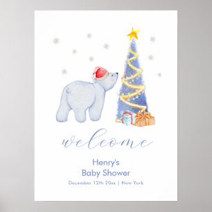 Välkommen till vinter-Santa isbjörn baby shower Poster