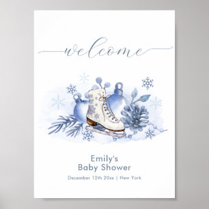 Välkommen till vinter snöflinga isdans baby shower poster