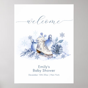 Välkommen till vinter snöflinga isdans baby shower poster