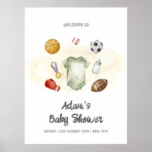 Välkommen till Watercolor All Star Sport Babyshowe Poster