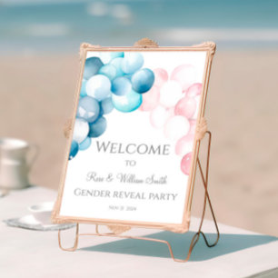 Välkommen till Watercolor Blue and Rosa Gender Rev Poster