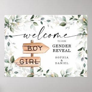 Välkommen till Watercolor Greenery Guld Gender Rev Poster