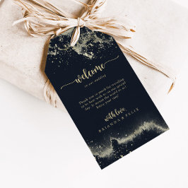 Välkommen till Watercolor Guld Stänk Bröllop Presentetikett