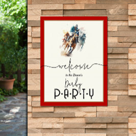 Välkommen till Watercolor Racehorse Jockey Derby Poster
