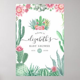 Välkommen till Watercolor Succulents Baby Shower Poster