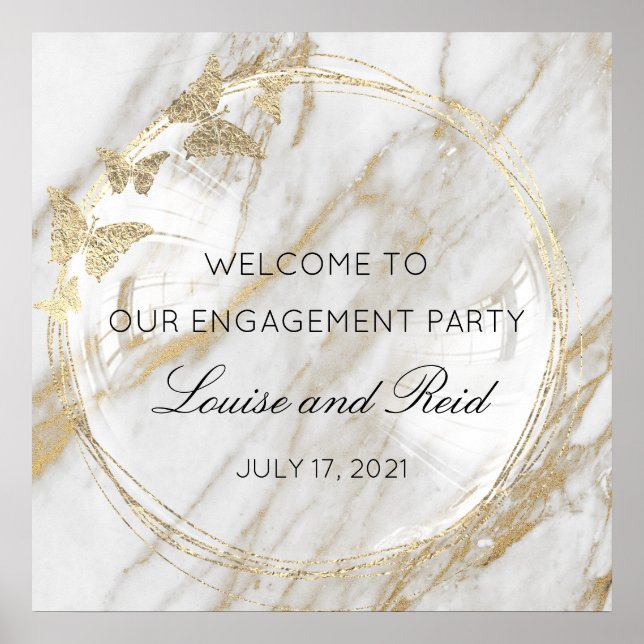 Välkommen till Wedding Engagement Guld Marmor Poster (Framsidan)