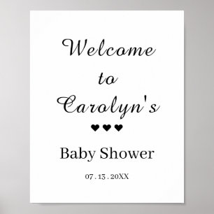 Välkommen till White Baby Shower Poster
