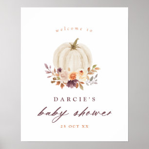 Välkommen till White Pumpkin & Lila blommor Baby S Poster