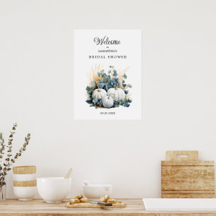 Välkommen till White pumpkins Fall Möhippa Välkomm Poster