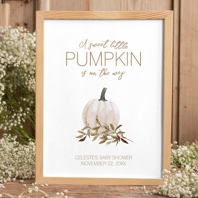 Välkommen till White Rustic Boho Pumpkin Baby Show Poster (Skapare uppladdad)