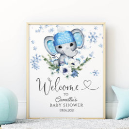Välkommen till Winter Elephant Baby Shower Poster