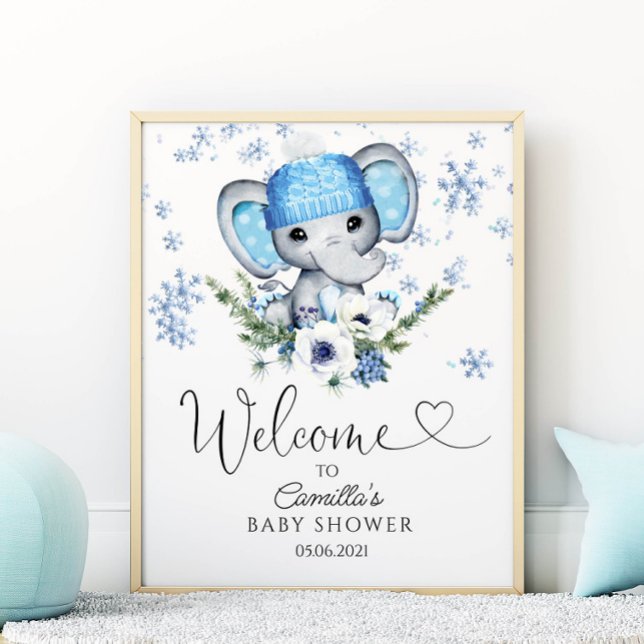 Välkommen till Winter Elephant Baby Shower Poster (Skapare uppladdad)