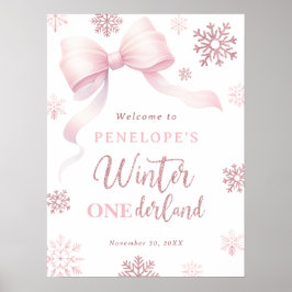 Välkommen till Winter Onederland Bow Girl 1-årsdag Poster