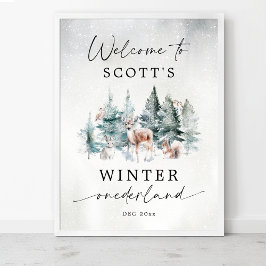 Välkommen till Winter ONEderland Woodland 1-årsfir Poster