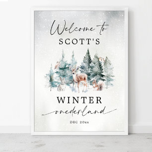 Välkommen till Winter ONEderland Woodland 1-årsfir Poster