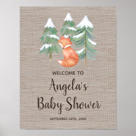 Välkommen till Winter Woodland Fox Baby Shower Poster