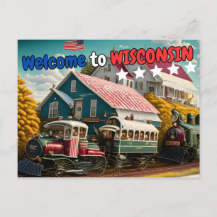 Välkommen till Wisconsin, vykort för postkorsning